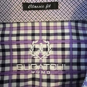 Bugatchi Purple Checkered Shirt